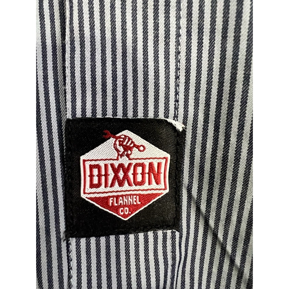 Dixxon Men's 3XL Blue/White Striped Short Sleeve Cotton Canvas Button-Up Shirt - Picture 8 of 14